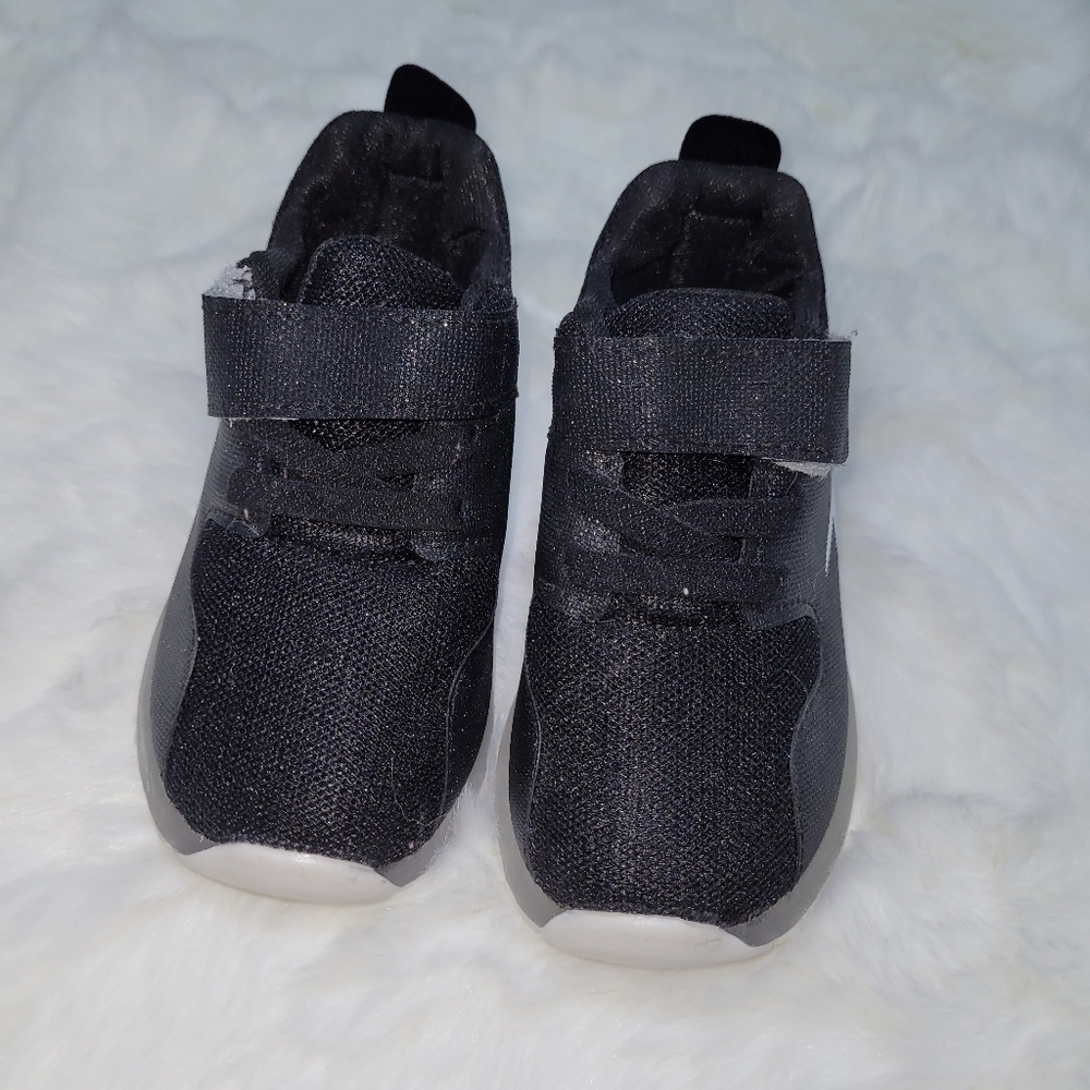 Worn Once Size 7.5 Children's LED Light-Up Black Sneakers with Velcro Straps